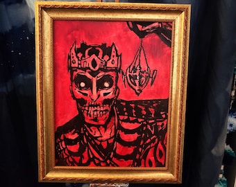 King of Wrath. Gothic horror artwork. Original oil painting. Spooky art.