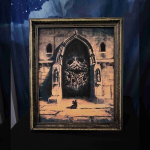 Gothic Horror Wand Kunst Druck Geschenk, makaber dunkel Malerei Druck, Satanismus okkultes gruseliges Kunstwerk.