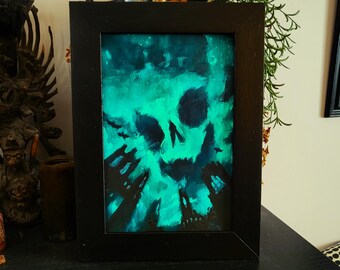 Gothic decor gift. Spooky horror wall art print, macabre dark painting print, satanism occult artwork.