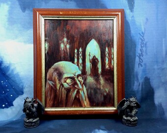 Gothic horror Wizard painting. Macabre goth artwork wall art decor. Witchy creepy satanic occult art oil painting witch.