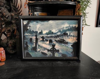 Gothic witchy gift. Spooky horror wall art print, macabre dark academia painting print, satanism occult artwork.