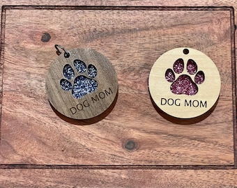 Dog Mom Cat Mom Personalized Pet Keychain SVG, Glowforge Tested, Double layered keychain, Wood and Acrylic