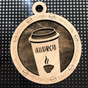 Coffee Barista Ornament SVG, Glowforge file, Coffee-lover, Christmas Ornament, Gift, Digital File