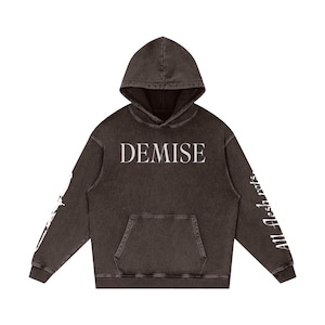 Demise” Grunge Oversized Hoodie | Acid Washed Streetwear Hoodie | Dark Aesthetic Graphic Pullover | Gift For Him image 2