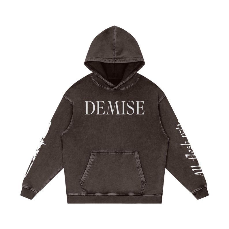 Demise” Grunge Oversized Hoodie | Acid Washed Streetwear Hoodie | Dark Aesthetic Graphic Pullover | Gift For Him image 2