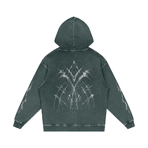 Cybersigilism, Graphic Hoodie, Grunge Style, Band Style Hoodie - Snow Washed Loose Cotton Hoodie Gift For Her image 6