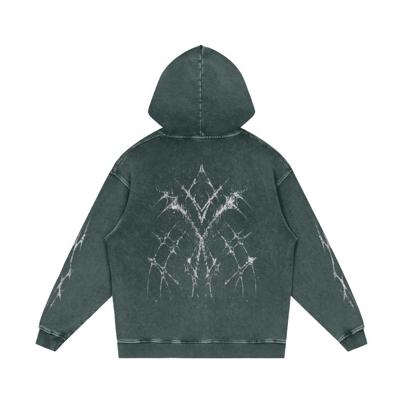 Cybersigilism, Graphic Hoodie, Grunge Style, Band Style Hoodie - Snow Washed Loose Cotton Hoodie Gift For Her image 6