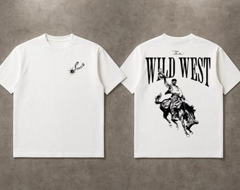 Wild West Cowboy Graphic Tee | Vintage Western T-Shirt | Rodeo Horse Rider Shirt | Country Streetwear | Gift for Her