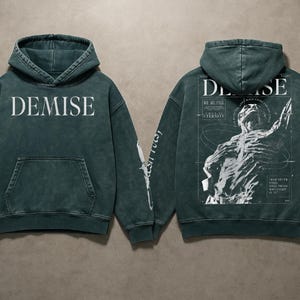 Demise ”Grunge Übergroßer Hoodie | Säuregewaschenes Streetwear Hoodie | Dunkler ästhetischer grafischer Pullover | Geschenk für Ihn