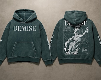 Sudadera oversize grunge "Demise" / Sudadera streetwear desteñida / Sudadera con estampado gráfico oscuro / Regalo para él