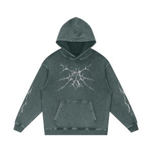 Cybersigilism, Graphic Hoodie, Grunge Style, Band Style Hoodie - Snow Washed Loose Cotton Hoodie Gift For Her image 5