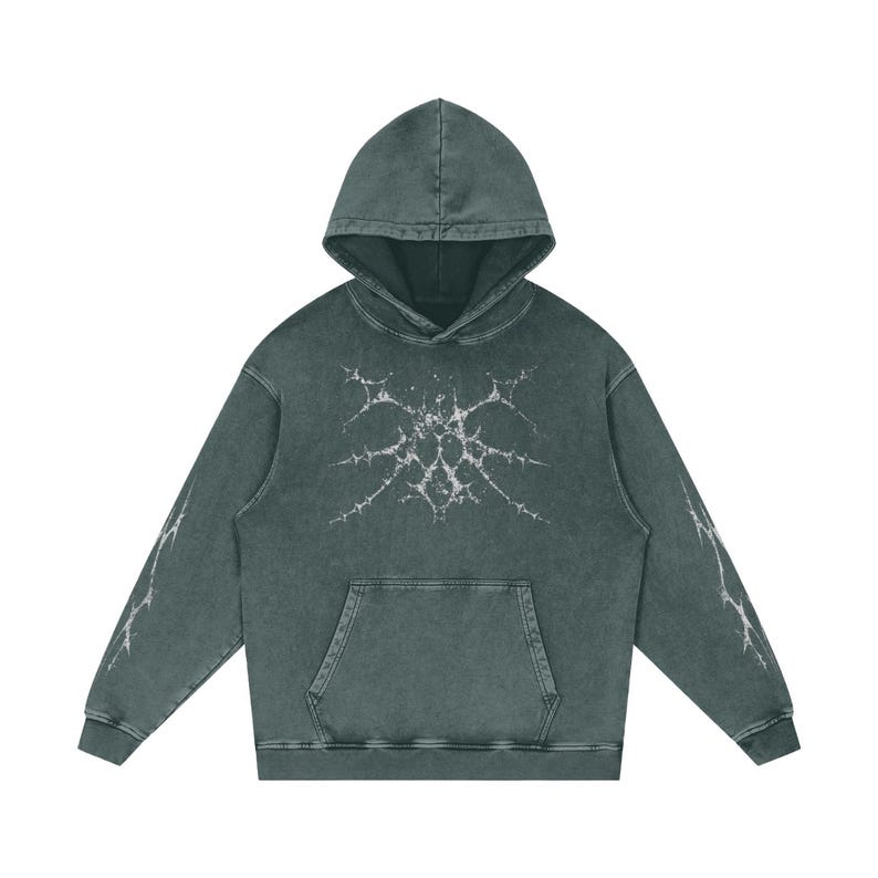 Cybersigilism, Graphic Hoodie, Grunge Style, Band Style Hoodie - Snow Washed Loose Cotton Hoodie Gift For Her image 5