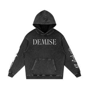 Demise” Grunge Oversized Hoodie | Acid Washed Streetwear Hoodie | Dark Aesthetic Graphic Pullover | Gift For Him image 6