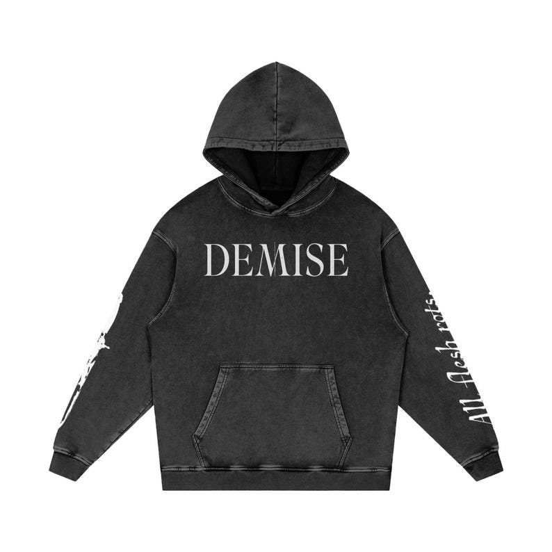 Demise” Grunge Oversized Hoodie | Acid Washed Streetwear Hoodie | Dark Aesthetic Graphic Pullover | Gift For Him image 6