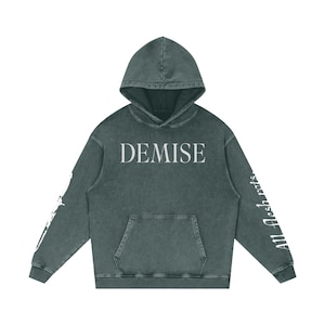 Demise” Grunge Oversized Hoodie | Acid Washed Streetwear Hoodie | Dark Aesthetic Graphic Pullover | Gift For Him image 4