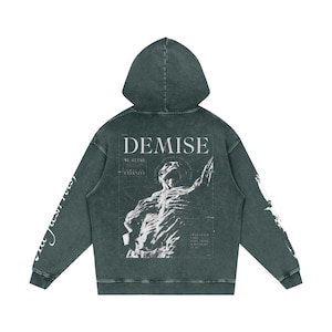 Demise” Grunge Oversized Hoodie | Acid Washed Streetwear Hoodie | Dark Aesthetic Graphic Pullover | Gift For Him image 5