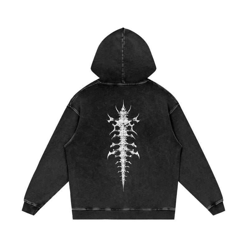 Grafische hoodie ruggengraat cybersigilisme, grunge-stijl, hoodie bandstijl - sneeuwgewassen losse katoenen hoodie Cadeau voor haar afbeelding 4