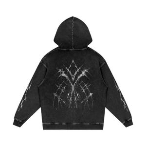 Cybersigilism, Graphic Hoodie, Grunge Style, Band Style Hoodie - Snow Washed Loose Cotton Hoodie Gift For Her image 4