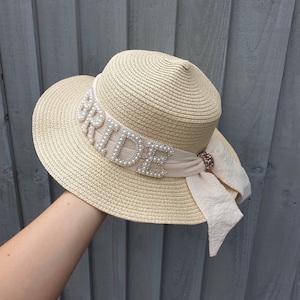 Personalised rhinestone beach hat/Sun hat/Straw hat/Bride hat/Honeymoon hat/Hen do accessories