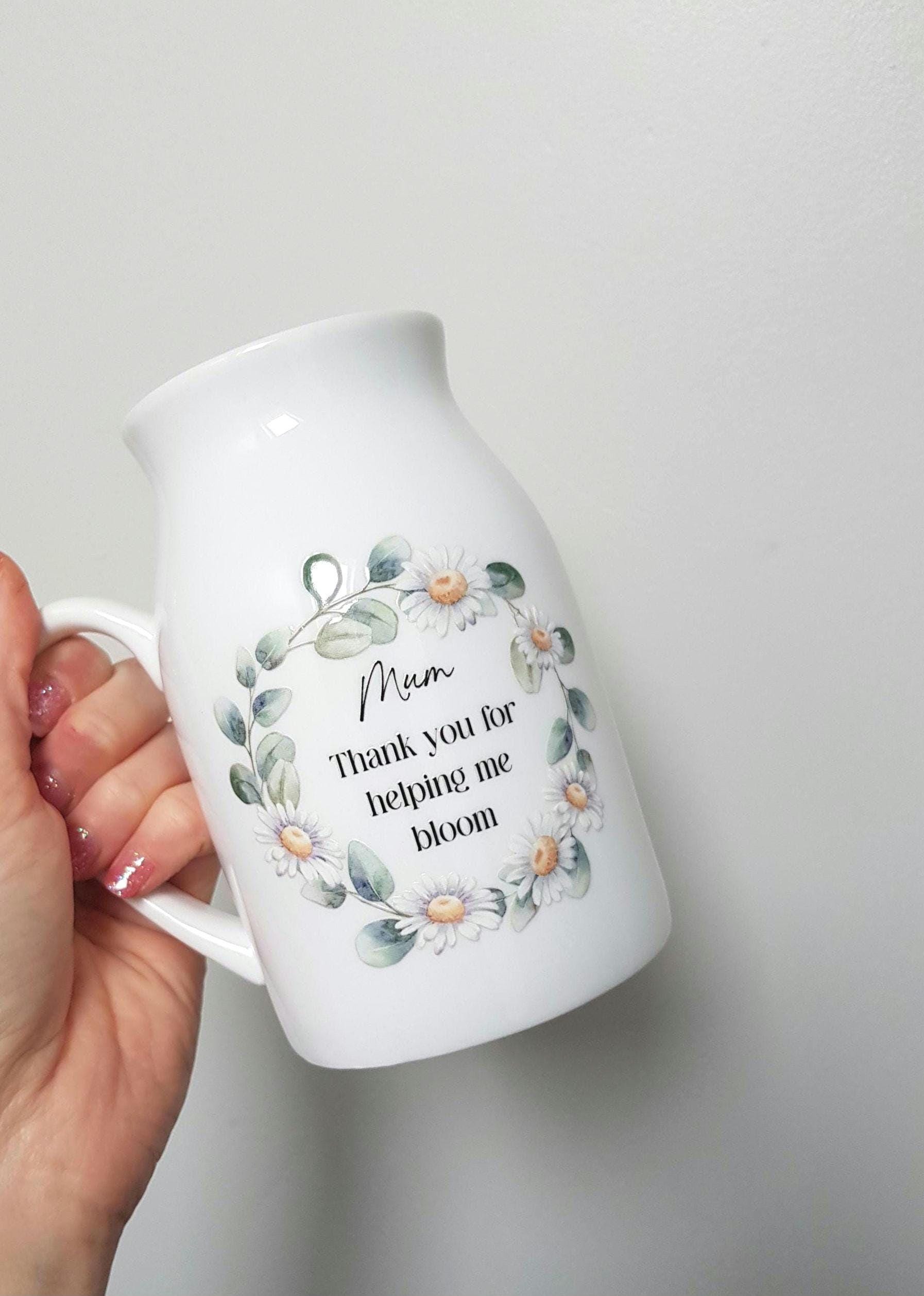 Mother's day gift/Mum vase/Flower vase/Mum gift/Nan gift/Nan vase/Gifts for her/Flower jug/Mum Birthday gift/White jug vase/Nan Birthday