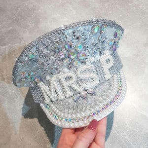 Bride embellished sailor hat/Bride captain hat/Hen do hat/Bridal hat/Bride boat hat/Wedding hat/Bridal hat/Personalised Bride hat/Mrs hat afbeelding 5