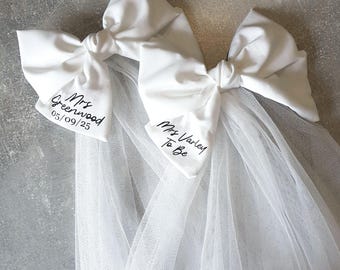 Bride veil/Bridal veil/Hen do veil/Personalised veil/Customised veil/Bow veil/Bride bow veil/Bridal bow veil/White veil/Bride to be
