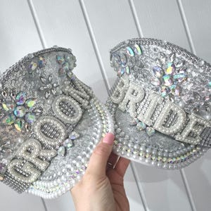 Bride embellished sailor hat/Bride captain hat/Hen do hat/Bridal hat/Bride boat hat/Wedding hat/Bridal hat/Personalised Bride hat/Mrs hat afbeelding 7