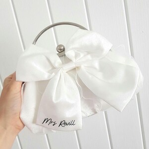 Bride bag/Bride clutch bag/Bridal bag/Hen do bag/Bride to be/Honeymoon bag/Wedding clutch bag/Satin bow bag/Bride gift/Wedding bag image 2