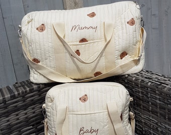 Personalised cream/beige neutral bear baby boys/girls changing bag/Baby  bag/Baby gift/Overnight bag/Maternity bag/Pram bag/Hospital bag
