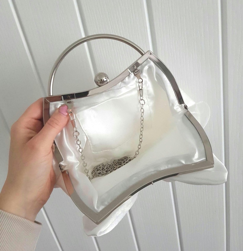 Bride bag/Bride clutch bag/Bridal bag/Hen do bag/Bride to be/Honeymoon bag/Wedding clutch bag/Satin bow bag/Bride gift/Wedding bag image 3