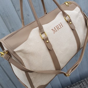 Personalised canvas women's/men's monogram bag/Duffle bag/Holdall/Travel bag/Weekend bag/Overnight bag/Shoulder bag/Sleepover bag