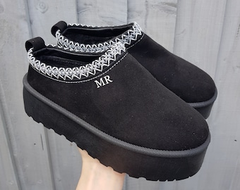 Women's personalised mule closed toe slippers/Flatform slippers/Platform slippers/Thick sole slippers/Shoes/Gifts for her/Initial slippers