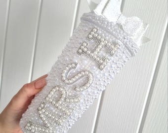 Bride embellished cup/Bride tumbler/Hen do cup/Hen do tumbler/Bride to be/Bride cold cup/Bride pearl cup/Rhinestone tumbler/Bling tumbler