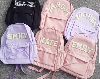 Personalised nylon adults/Children's/Boys & girls backpack/bag/Rucksack chenille letter patches/Nursery bag/School bag/Kids bag/Baby bag