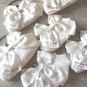 Bride bag/Bride clutch bag/Bridal bag/Hen do bag/Bride to be/Honeymoon bag/Wedding clutch bag/Satin bow bag/Bride gift/Wedding bag image 4
