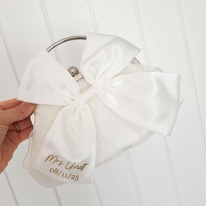 Bride bag/Bride clutch bag/Bridal bag/Hen do bag/Bride to be/Honeymoon bag/Wedding clutch bag/Satin bow bag/Bride gift/Wedding bag image 16