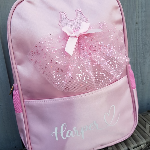 Girls pink personalised backpack/Dance bag/Nursery bag/Children's bag/Personalised bag/Ballet bag