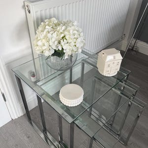 Hydrangea glass fishbowl vase/Centerpiece/Flower arrangement/Faux flowers/Home decor/Artificial flowers/Mother's Day gift/New home gift immagine 10