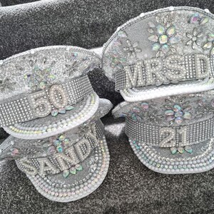 Bride embellished sailor hat/Bride captain hat/Hen do hat/Bridal hat/Bride boat hat/Wedding hat/Bridal hat/Personalised Bride hat/Mrs hat afbeelding 4