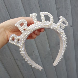 Bride clutch bag & headband hen do set/Bridal headband/Pearl headband/White clutch/Personalised clutch/Brides bag/Hen do bag/Honeymoon bag image 10