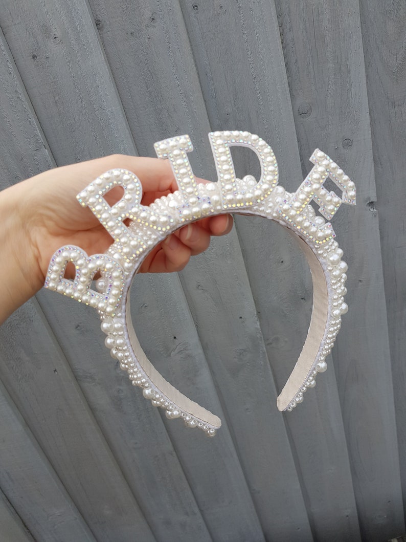 Bride clutch bag & headband hen do set/Bridal headband/Pearl headband/White clutch/Personalised clutch/Brides bag/Hen do bag/Honeymoon bag image 10