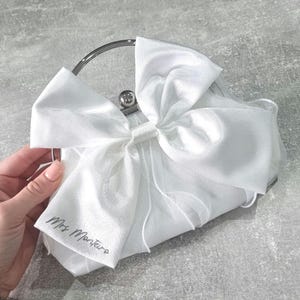 Bride bag/Bride clutch bag/Bridal bag/Hen do bag/Bride to be/Honeymoon bag/Wedding clutch bag/Satin bow bag/Bride gift/Wedding bag image 5