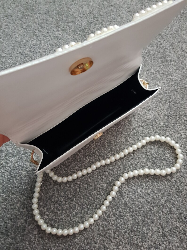 Bride clutch bag & headband hen do set/Bridal headband/Pearl headband/White clutch/Personalised clutch/Brides bag/Hen do bag/Honeymoon bag image 6