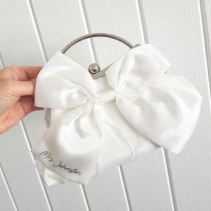 Bride bag/Bride clutch bag/Bridal bag/Hen do bag/Bride to be/Honeymoon bag/Wedding clutch bag/Satin bow bag/Bride gift/Wedding bag image 15