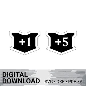 Magic the Gathering MTG Stackable Shield +1 /+5 Planswalker Loyalty Game Counters - Laser Cutter Vector files (DXF, SVG) Digital Download