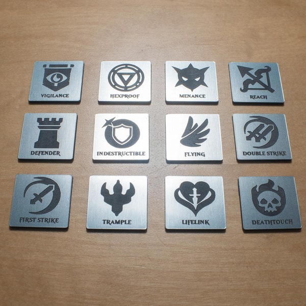 Magic the Gathering (MTG) Ability Tokens, Keyword Counters | 24mm Square Markers | Set of 12