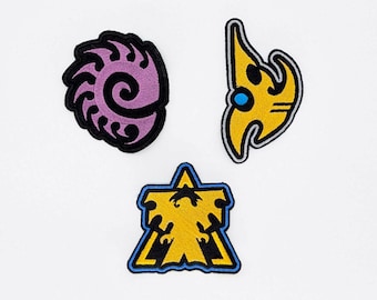 StarCraft Race Emblem Embroidered Patch Iron On or Sticker Back | Costume Cosplay Accessory | Jacket | Zerg Protoss Terran | Gift for Gamers