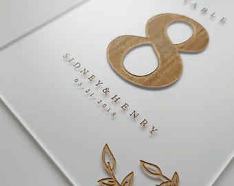 Custom Wedding Table Decor Number Itinerary Signs | Satin Acrylic w/ Gold Text | Party Setting | Modern Reception | Birthday | Anniversary