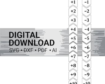 Magic the Gathering MTG segnalini di gioco impilabili con frecce +1 e -1 (1-10) di Forza/Resistenza - File vettoriali per taglio laser (DXF, SVG) Download digitale
