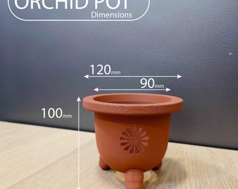 Furan Neofinetia Orchid Pot w/ Drainage Holes | Indoor Planter | Ornamental Flowerpot | Copper | Forced Patina | Traditional Japanese Style